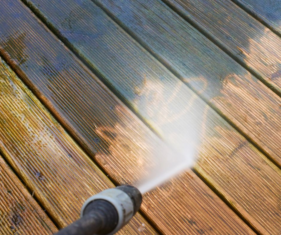 deck cleaning South Melbourne home with pressure washer